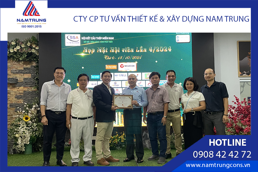 Southern Steel Structure Association Visits Nam Trung’s Factory & Headquarters 14 Chủ tịch hội KCT miền nam Lê Duy Xuân trao chứng nhận gia nhập hội cho Nam Trung