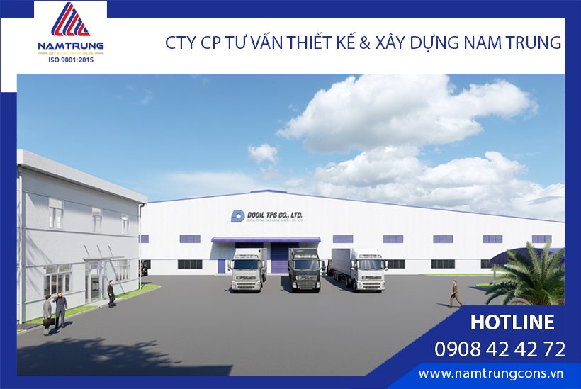 Phối cảnh mặt trước nhà xưởng