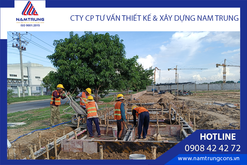 Thi công đổ móng nhà bảo vệ
