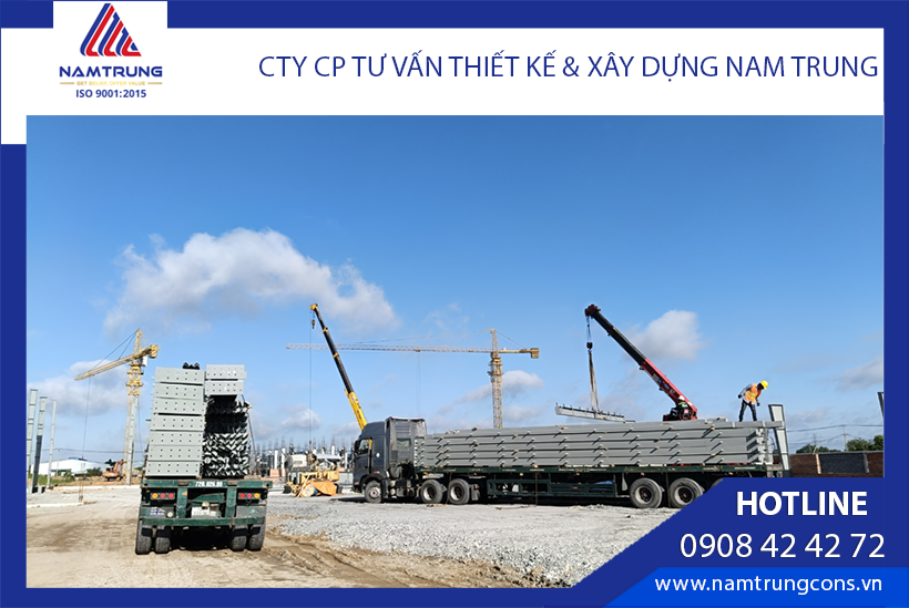 Vận chuyển kết cấu thép xuống công trình