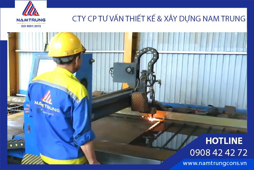 Công đoạn cắt CNC thép tấm tại nhà máy Nam Trung 
